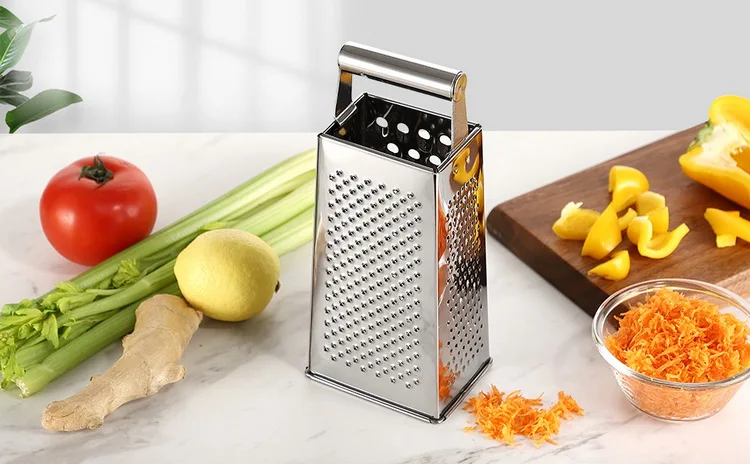 4-sided 8 inch cheese and Vegetable shredder grater cutter and slicer with handle
