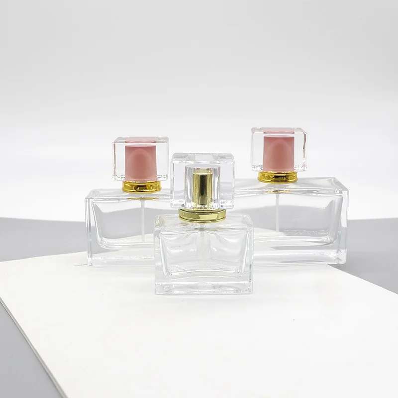 Glass perfume bottle 30ml 50ml 100ml high-end spray bottle bayonet portable square cosmetics empty perfume glass bottle
