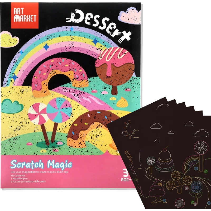 
DIY Cartoon Style Scratch Paper Card For Kids Arts and Crafts Activity Set 