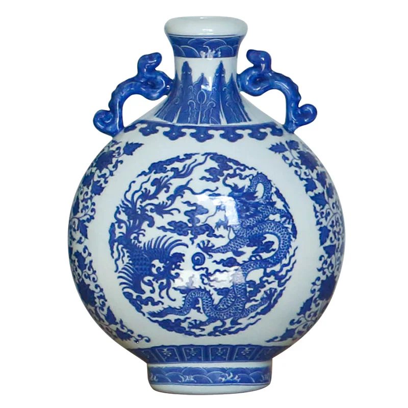 Chinese ceramic flower vases classic blue and white porcelain handmade  home decoration for holiday business gift wholesale