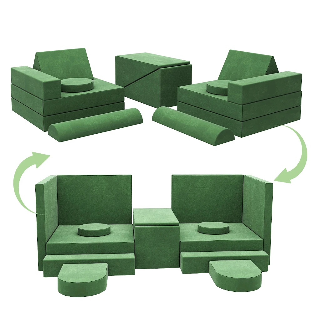 Fun Kids Play Couch Safety Building Blocks Foam Kids Sofa Cushion Foldable Living Room sectional Kids play couches