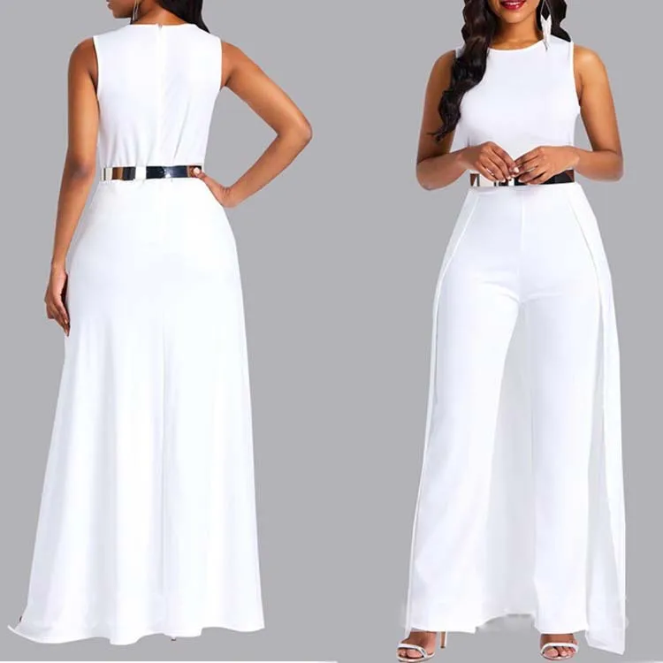 Womans Race wide leg Round  neck back tail sleeveless womanParty Romper jumpsuit 2021 Pants and trousers dropshipping clothing