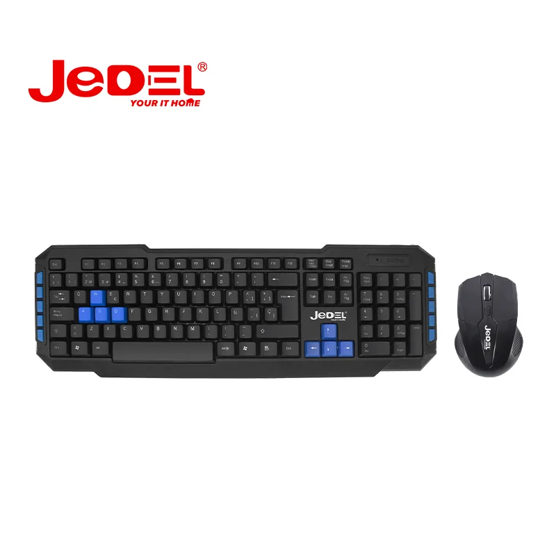 Jedel Wireless keyboard mouse combo with multimedia keycaps keyboard  Mouse Set  Long Battery Life 2.4G Full-Sized Ergonom OEM