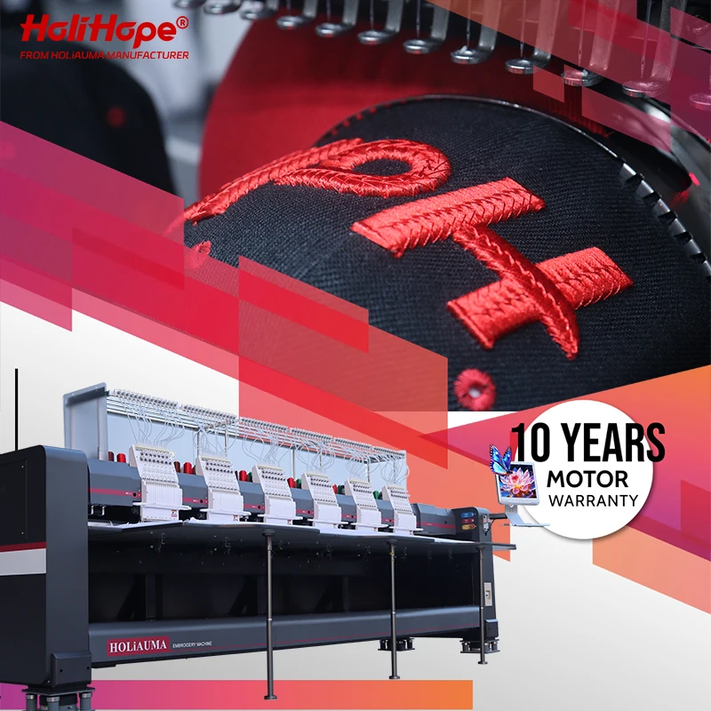 Holihope High Speed 6 Head Industrial Computer Embroidery Machine Surpassed Brother embroidery machines 10 Year-Motor Warranty