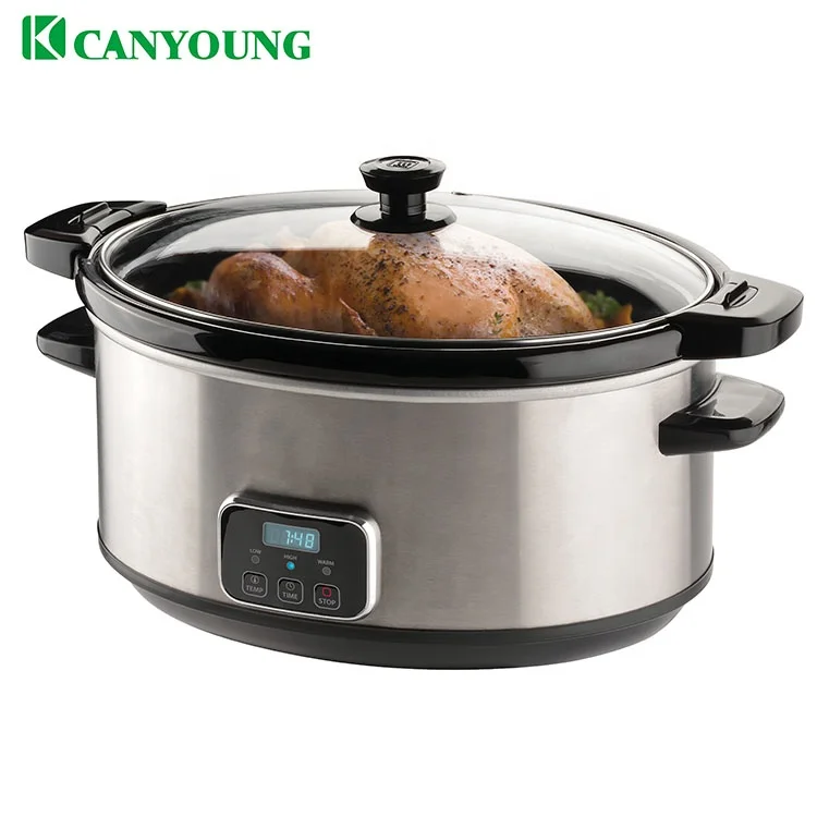 6.5L Oval Electric Digital Programmable stoneware Slow Cooker crock pot Locking mechanism analogous to pressure cooker