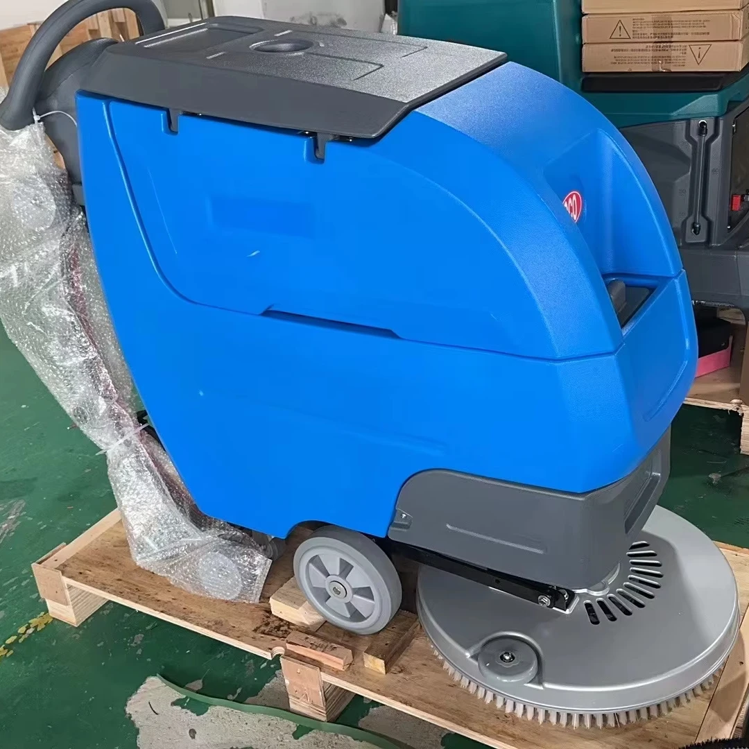 Automatic Walk Behind Compact Hand Push Floor Scrubber Dryer Industrial Electric Floor Scrubber