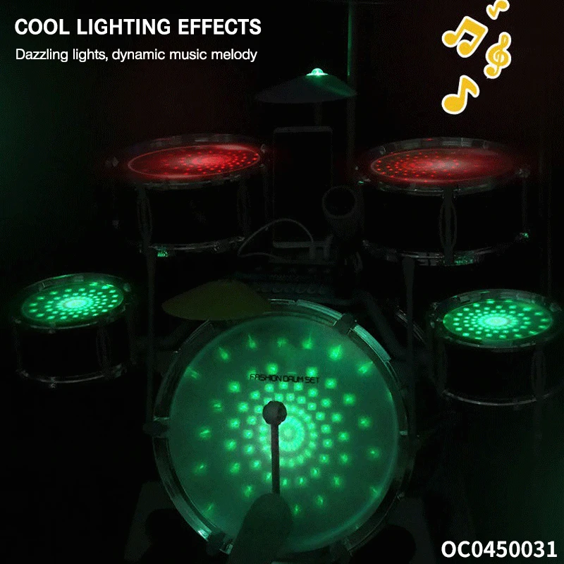 Musical instruments training electric baby kids jazz drum set toy with chair light music