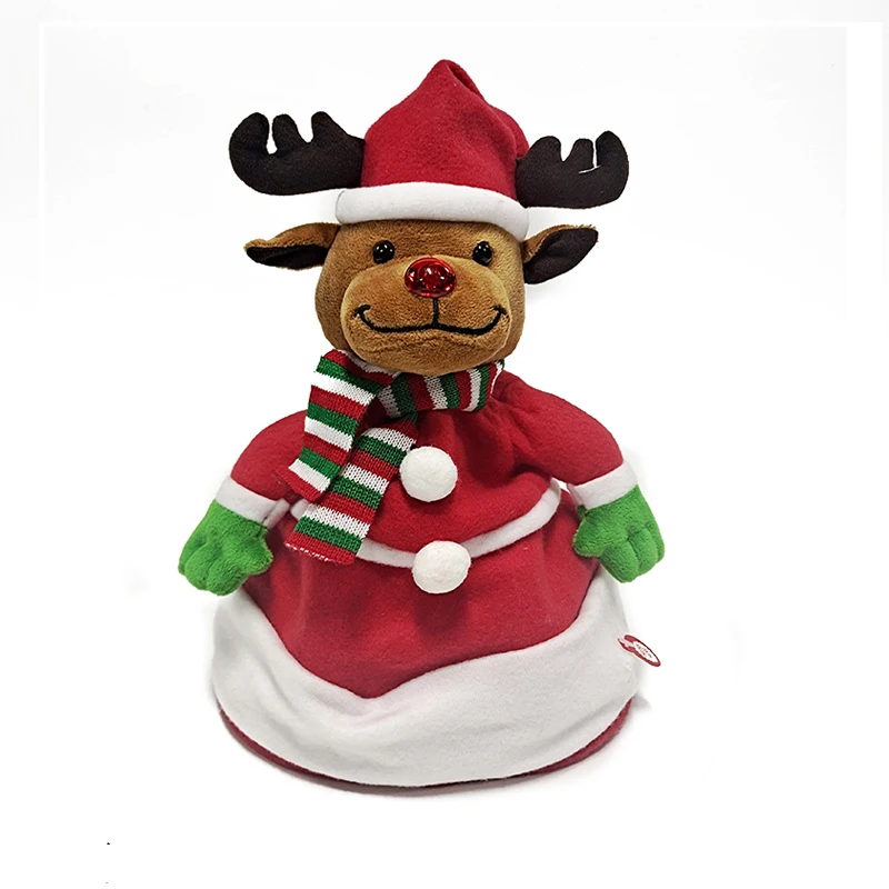 2021 bulk sale merry christmas santa hats cute plush elk electronic dancing santa hat