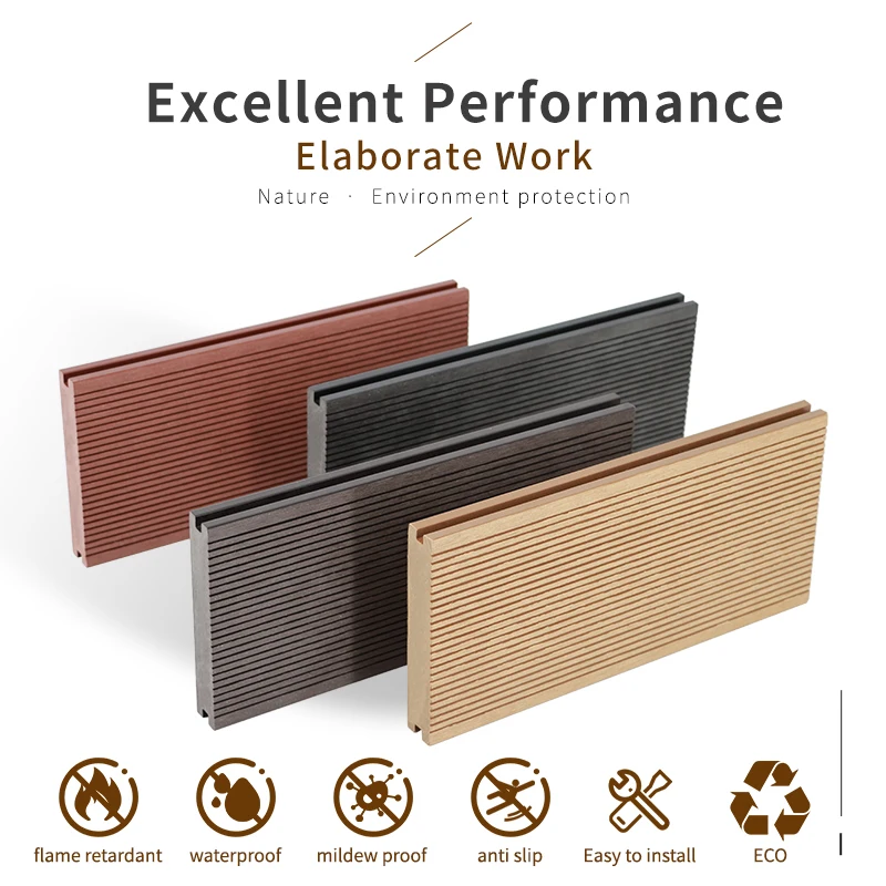 Outdoor Solid Lumber Flooring Wood Plastic Composite Floor WPC Waterproof Decking Outdoor Solid Wood Flooring