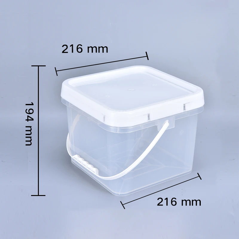 High Quality Fashion Big Square Plastic 8 Liter Bucket with Lids Food Grade For Packaging