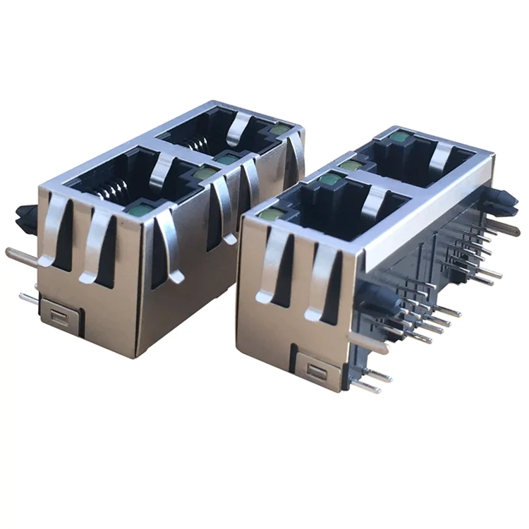 Модульный разъем без магнитного 1X2 8P8C Высокая позолота Ethernet RJ45