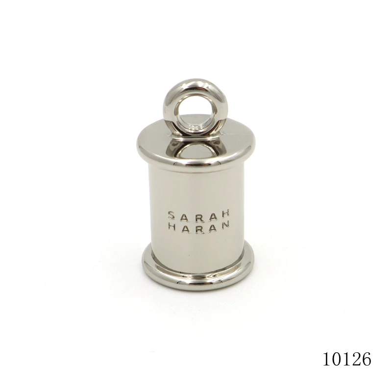 metal tassel caps nickel logo engraved metal tassel leather cord end crimp caps