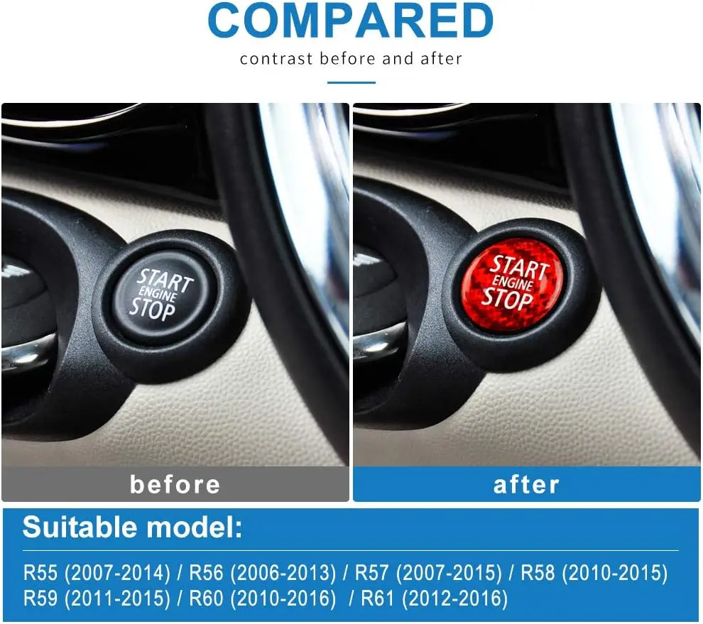 Carbon Fiber Car Engine Start Button Sticker Interior Ignition Trim Decal for Mini Cooper R55 R56 R57 R58 R59 R60 R61 decal