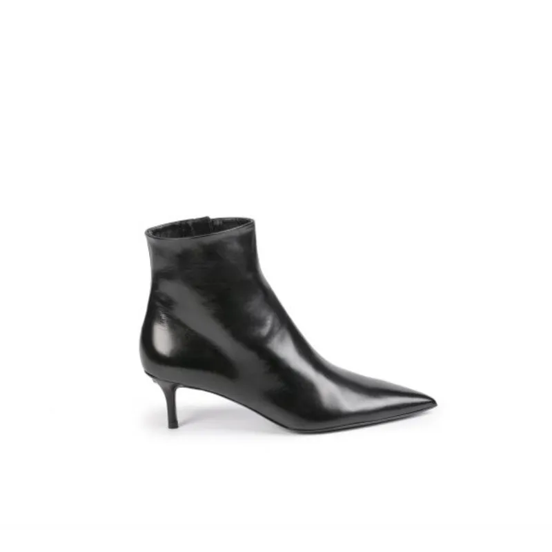 Premium Quality Women Black Ankle Boots Shoes Genuine Leather All Seasons Shoes Made In Italy For Sale