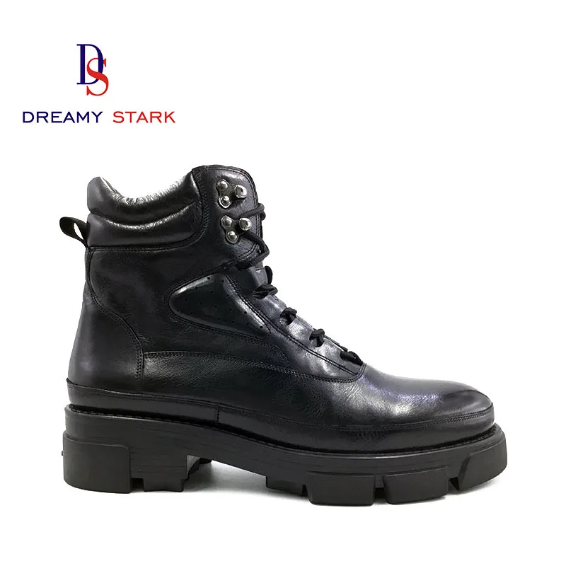 Dreamy Stark Breathable Walking  High Top Shoes New Style Fashion Boot Genuine Leather Shoes Lace Boot Men Casual Shoes for Men