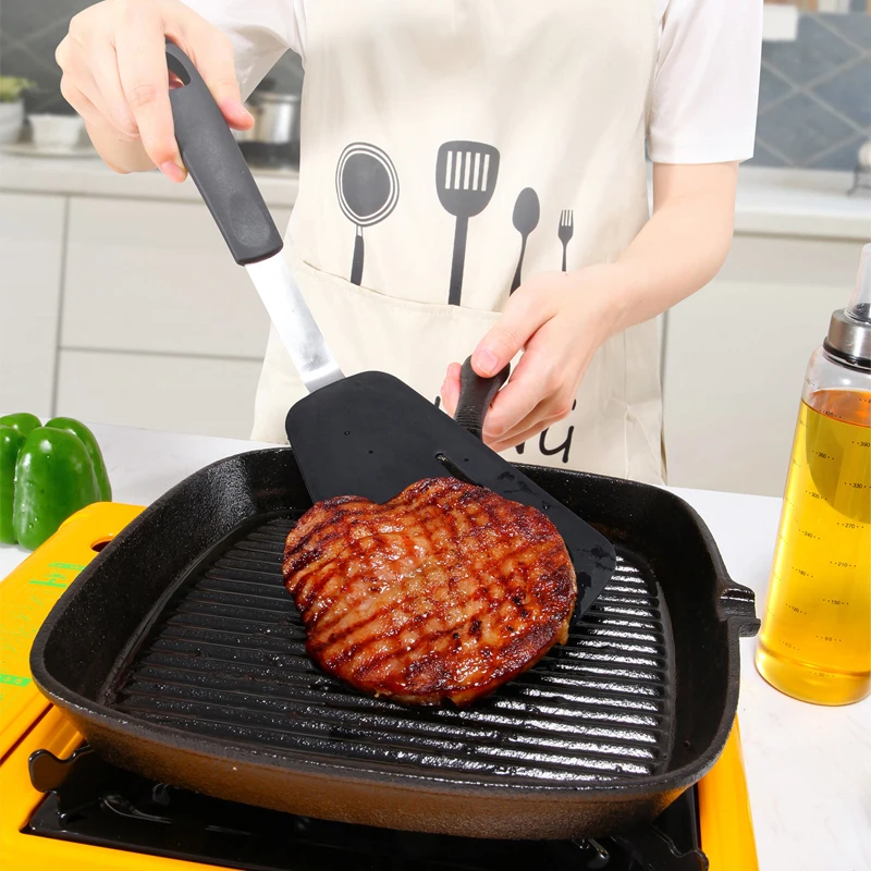 Non-Stick Stainless Steel Cooking Utensils Silicone Turner Spatula Set for Cooking Flipping Pressing Fish Pancake Eggs