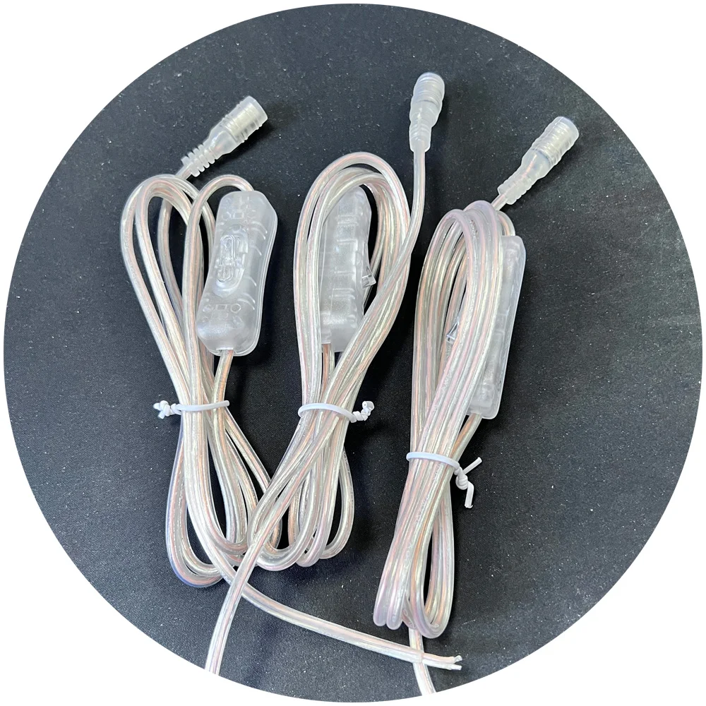 led neon light  transparent 1.5m 5521 DC connector wire with 304 switch for led light