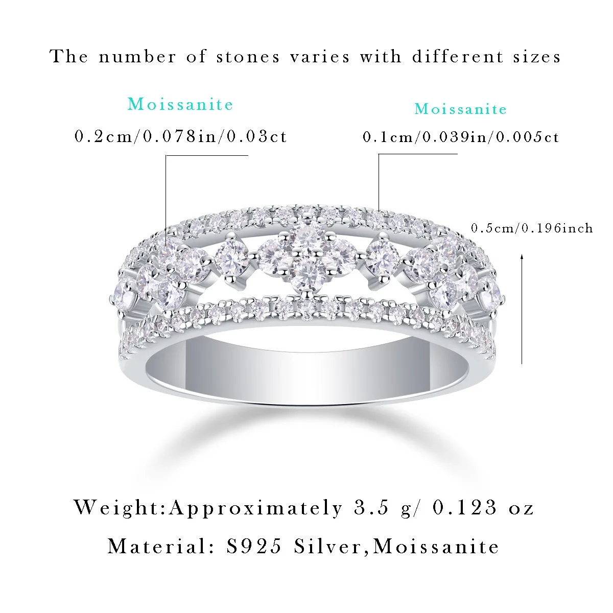 Factory Wholesale 18K Gold Plated 925 Sterling Silver CLovers Tiny Moissanite Hollow out Luxury Moissanite Ring for Women