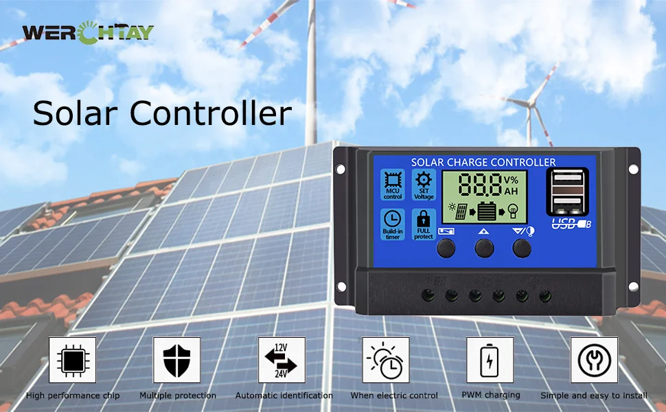 Wholesale 12v/24v Solar Panels Gel Sealed Flooded And Lithium Battery Charger Controller