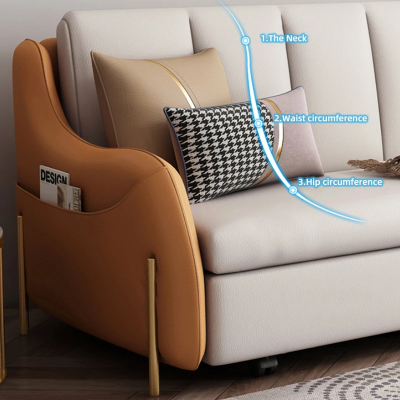 Modern Spaces Saving Foldable Living Room Sofa Bed Double Come Luxury Stainless Steel sponge