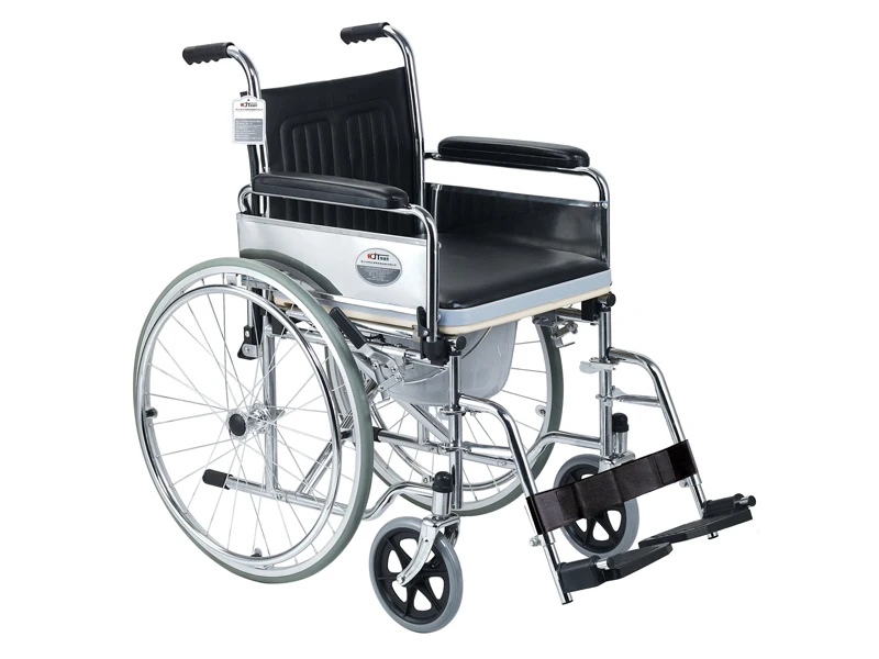 Basic Lightweight Steel Manual Wheelchair Toilet Standard Folding Design Disabled Individuals Made Rehabilitation Equipment