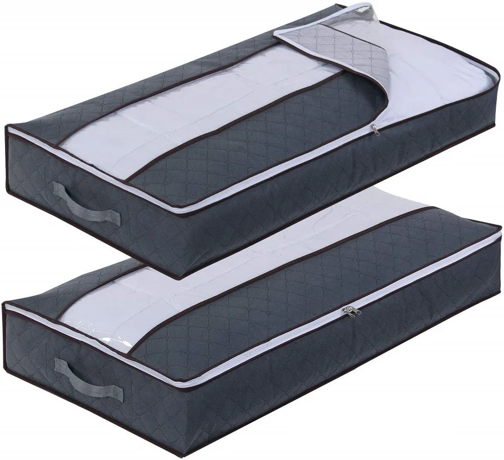 Non Woven Under-the-Bed Storage Boxes with Reinforced Handles Foldable Underbed Storage Bags and Containers