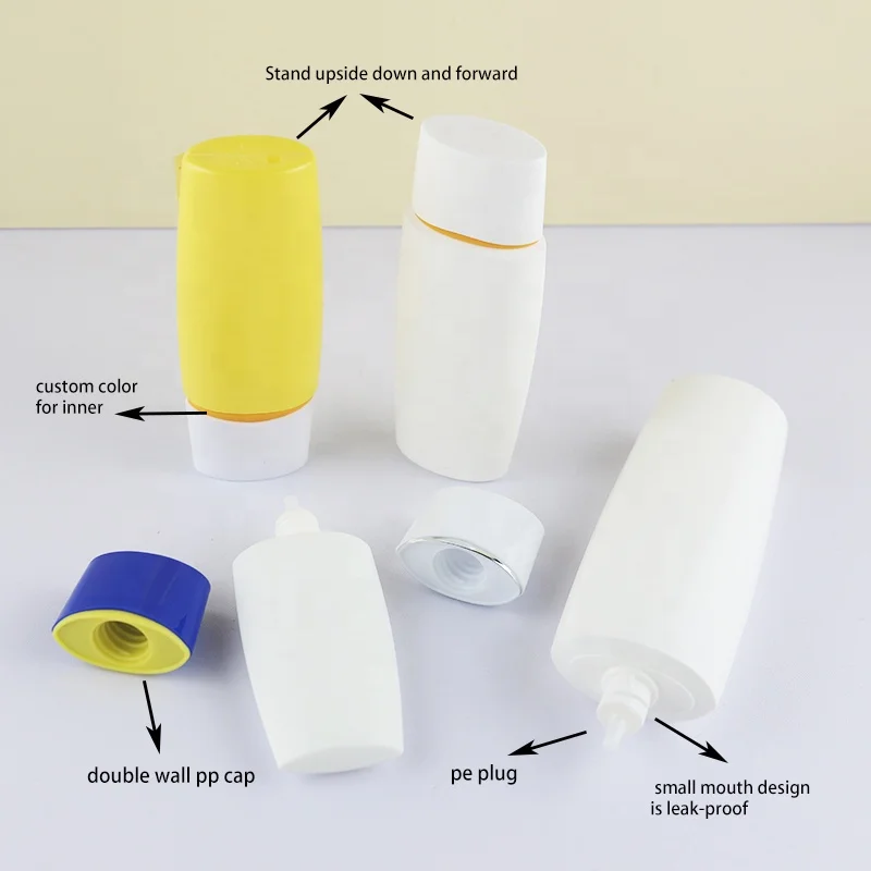 Cosmetic milk Packaging nice shape 30ml 45ml 50ml 60ml make-up base plastic empty sunscreen bottle 100 ml