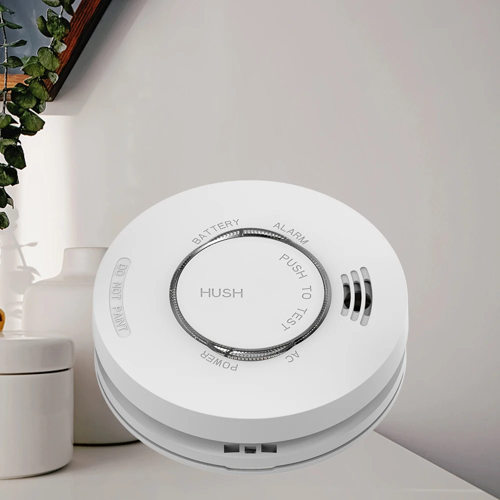 Ac 220v Main Power Dc 9v Backup Battery With Wired And Rf Interconnection Photoelectric Smoke Alarm