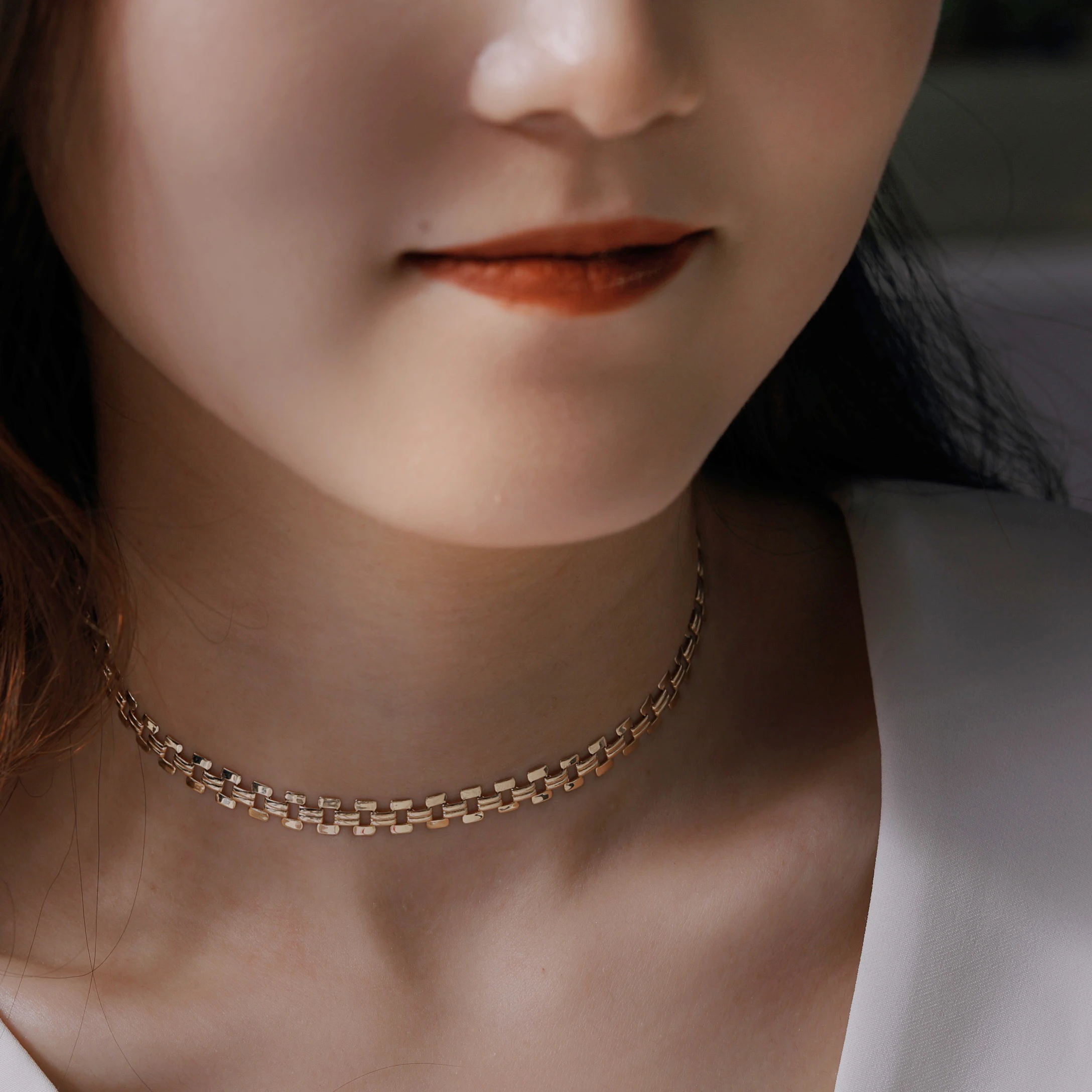 Necklace New Boho Women chocker 18k Solid gold Chain Adjusted in Length choker female Chocker jewelry gift