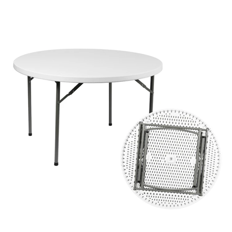 Cheap Modern Restaurant Furniture Design 4FT Round Modern White Folding Plastic Hdpe Extendable Dining Table