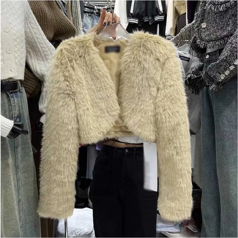 Hot selling winter style ladies jacket short fur coat womens