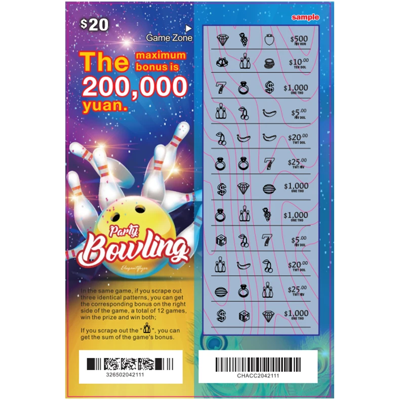 Premium Quality Lottery to Win Big Color Printing Thematic Design with Variable Data for Unique Lucky Scratch Off Lottery
