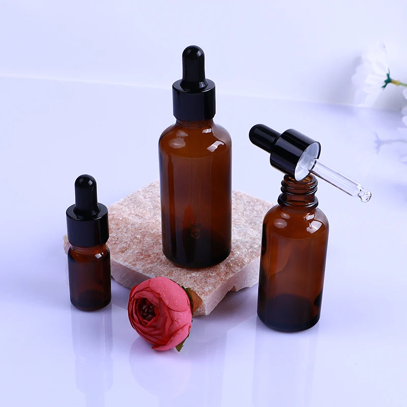 30ml empty amber screw cap glass serum essential oil dropper bottle with high quality