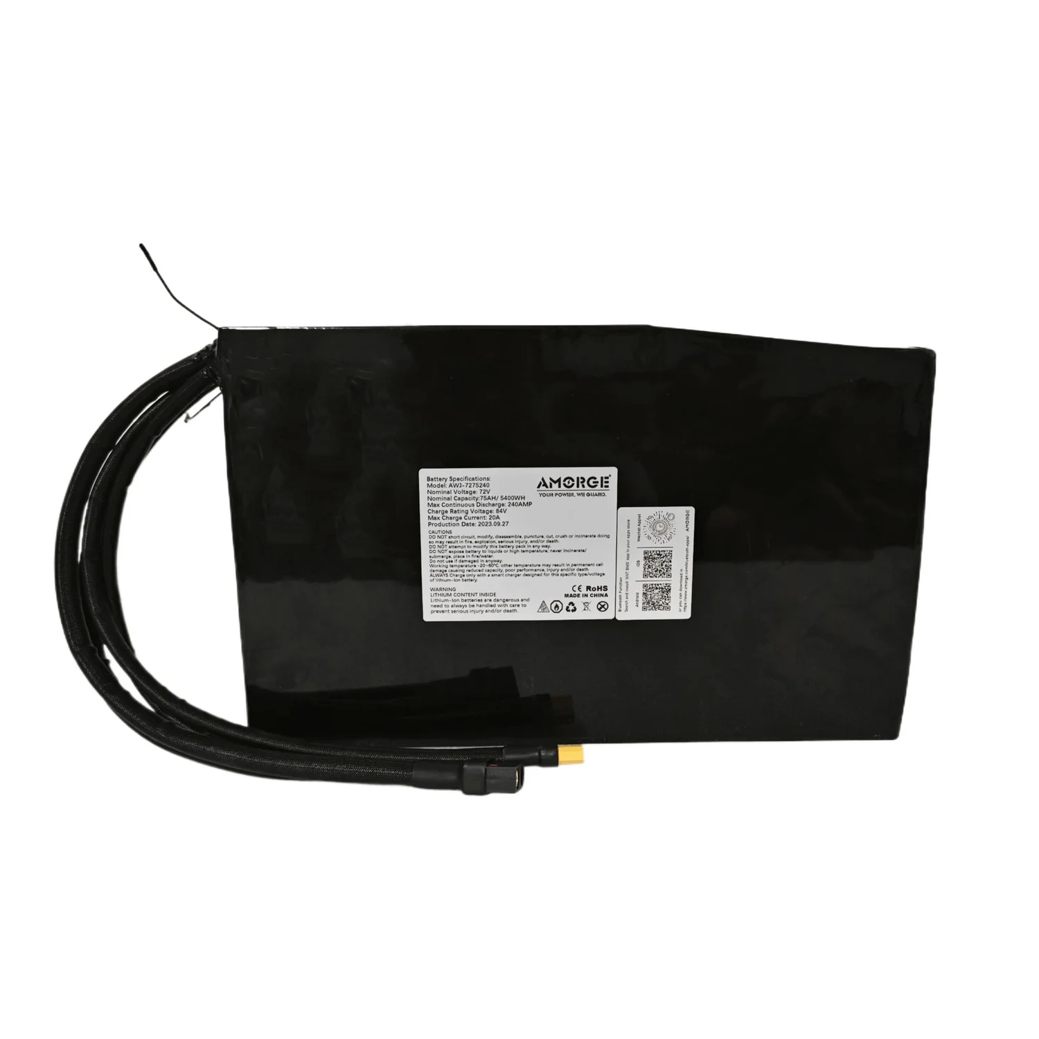 Amorge Customized irregular shape batteries 72v 60AH/63AH/75AH 240A  battery pack  Lishen/ Molicel P42A/ Samsung50S