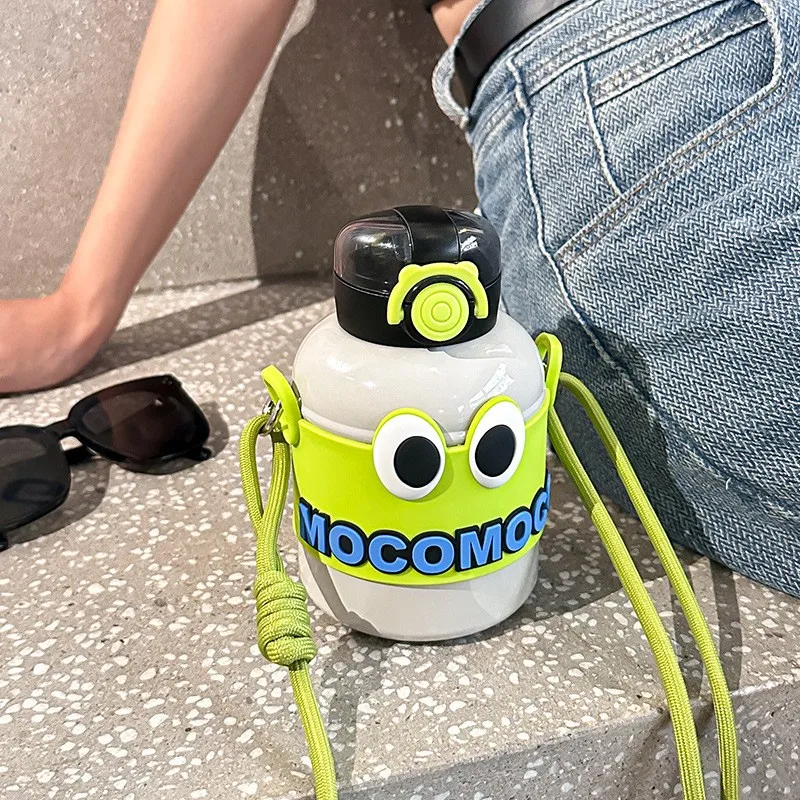 600ml Cute Belly Shaped Insulated Kids Water Bottles Stainless Steel Vacuum Flask with Rope