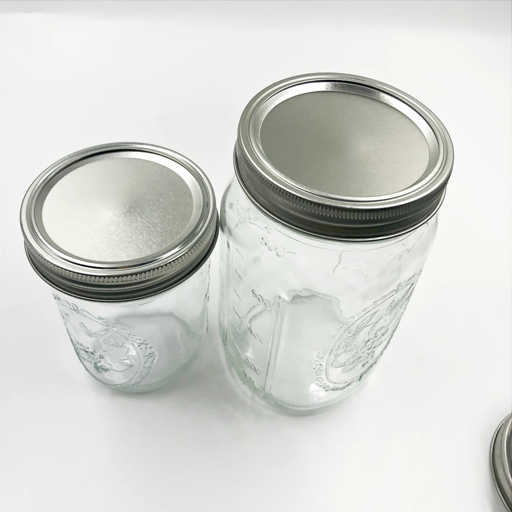 Стеклянные консервные банки 8 унций, гладкие серебряные крышки для консервных крышек