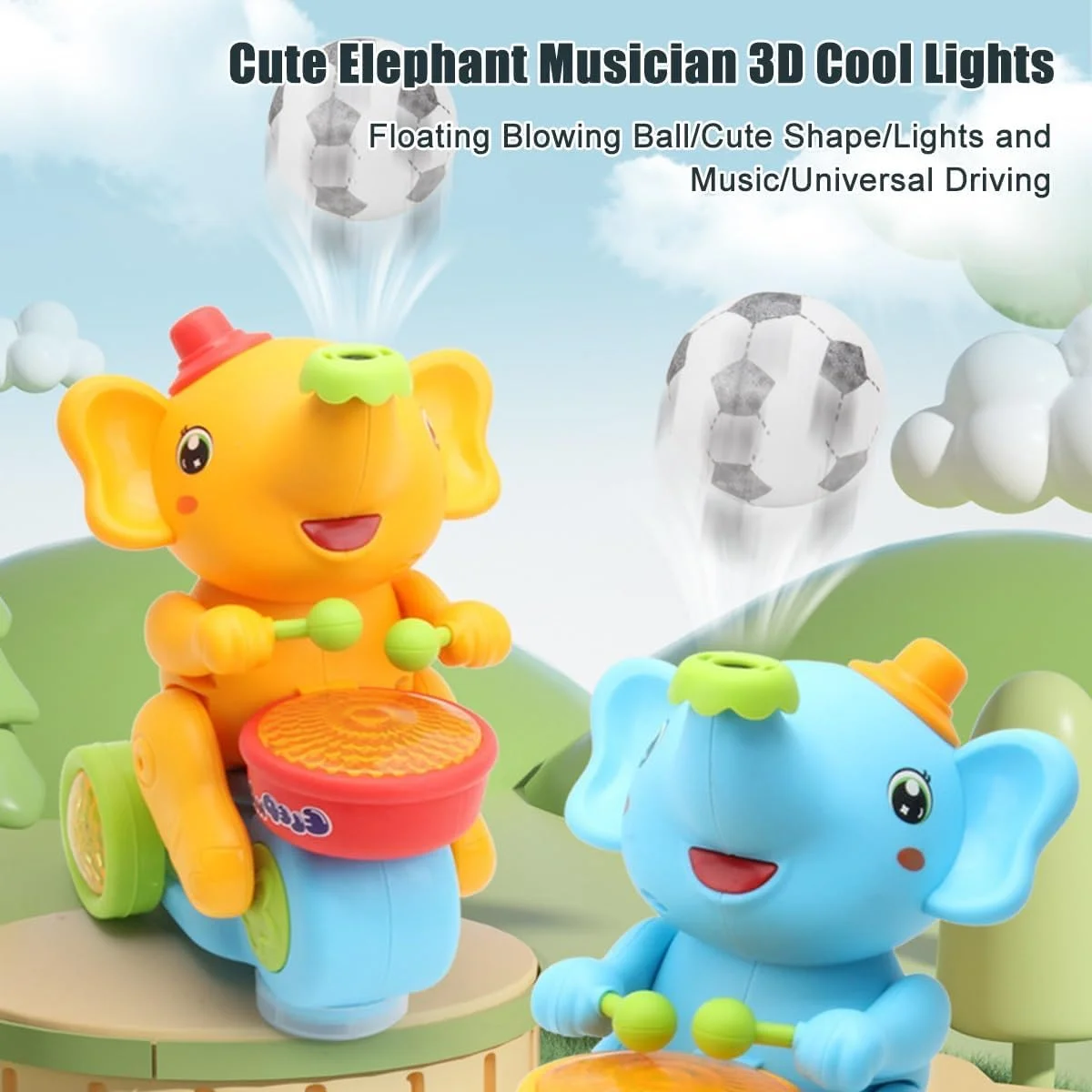 Hot Sale Flashing Light Kids Toys Play The Drum Animal Toys For Kids Musician Elephant Education Baby Sensory Game Toys