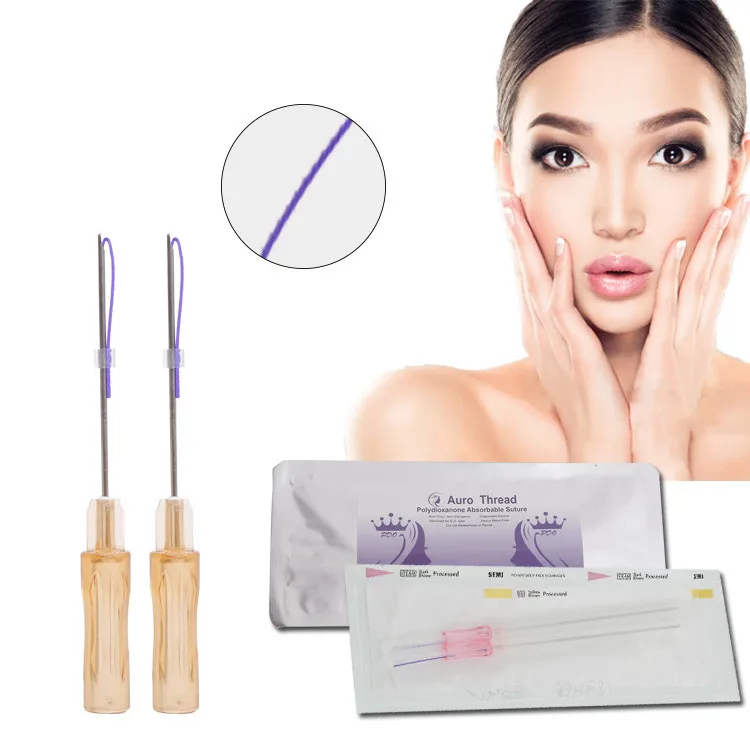 High quality factory medical surgical suture mesh thread 19G 60mm with fine gold thread pdo needle