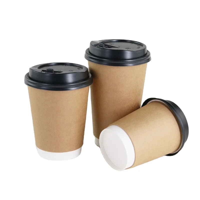 Fast Supplier Food Grade Manufacturer Kraft Double Wall Coffee Cup Costume Double Wall Coffee Cup High Quality  Take Away Cups