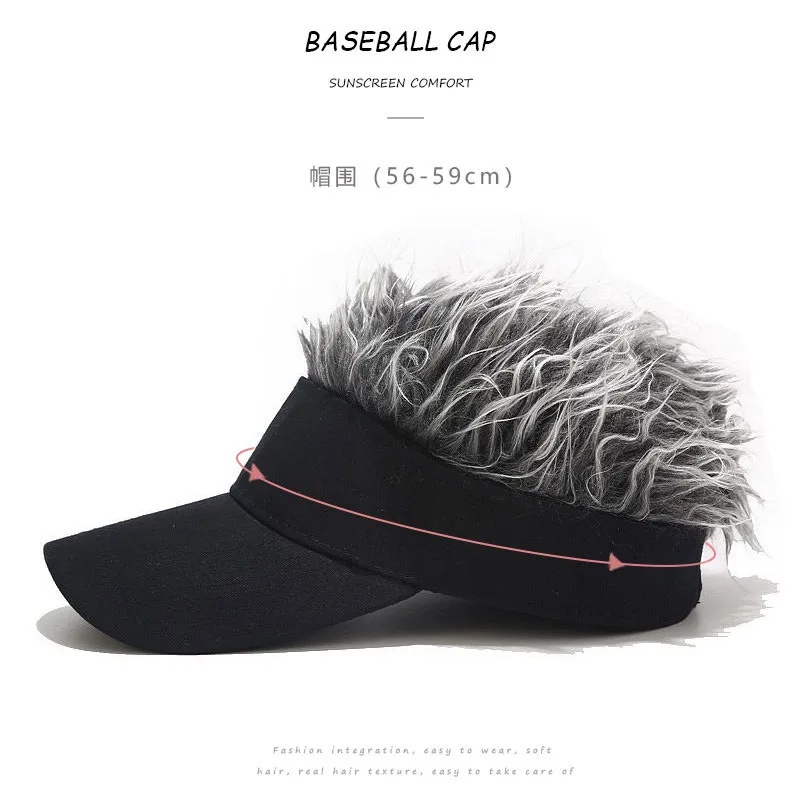 Latest Customized Adult Creative Wig Fashion Baseball Caps Hip Hop Sunshade Golf Hat With Adjustable Straps Hair Extensions