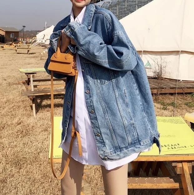 2021 Women Wholesale Hot Sale Lady Spring Summer Fashion Jean Jackets Oversized Denim Coats Denim Jackets