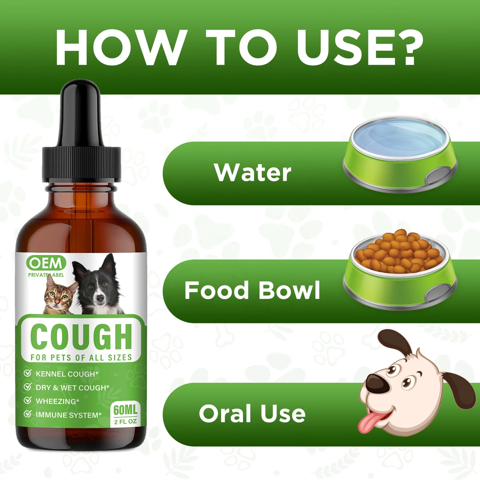 OEM Custom Private Label Kennel Cough Herbal Drops for Dogs & Cats Treatment Supplement Dog Cough Drops For Dogs - Cough Relief