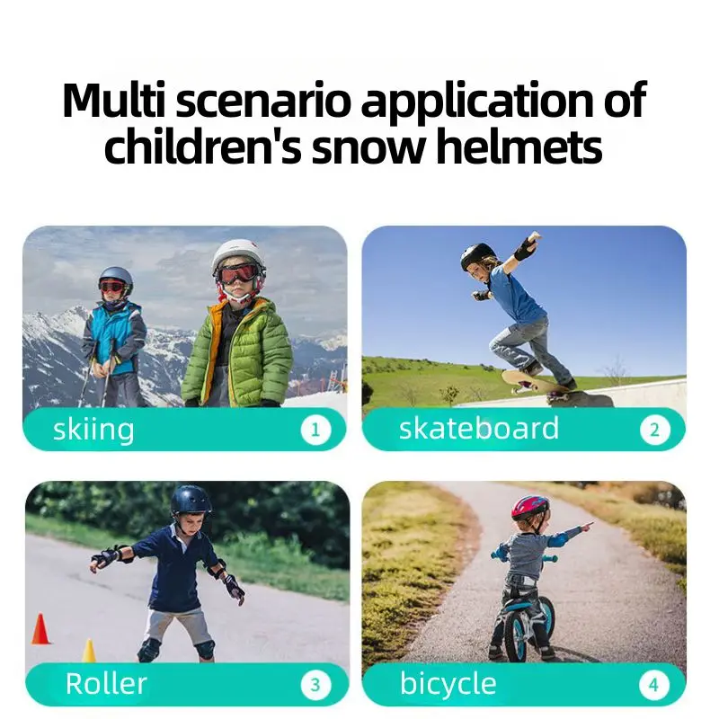 Dual Sport Kids Ski Helmets Winter Skate & Bicycle Ski with ABS PC & EPS Environmentally Friendly Materials for Children