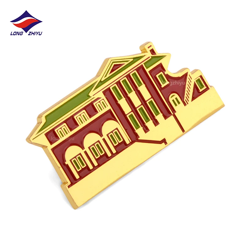Longzhiyu personalized pin badge supplier custom rose gold enamel pins metal bridge shape lapel pins