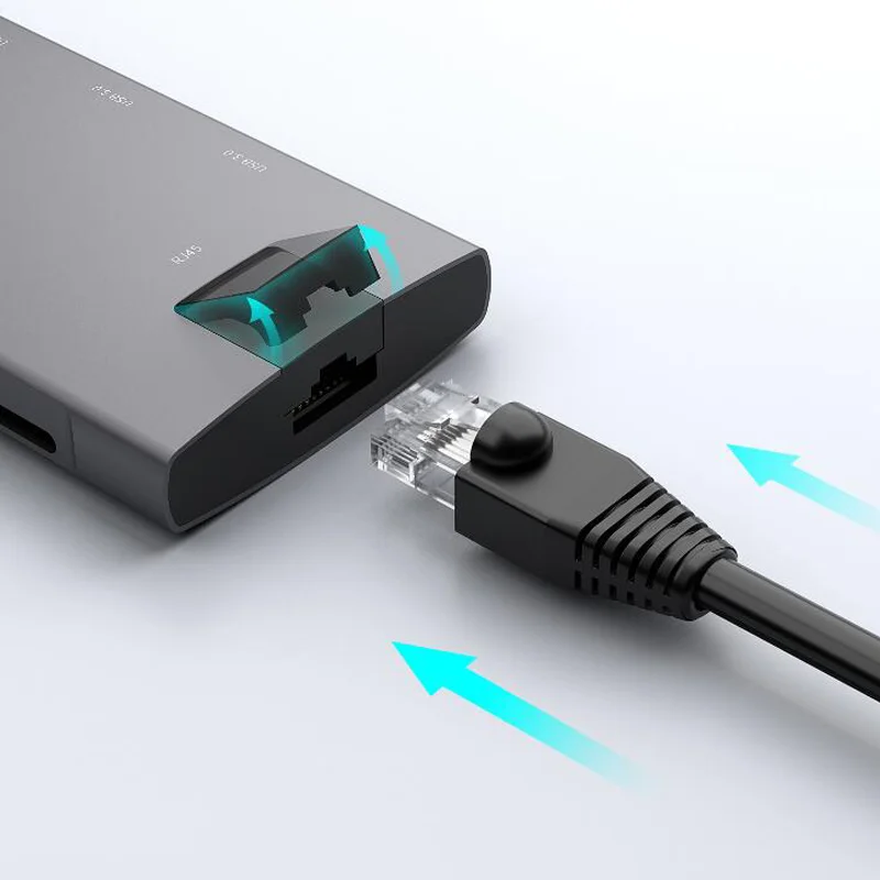 9 Port Type C USB Hub to RJ45 Gigabit Ethernet Dual USB C Docking Station For MacBook Pro Laptops USB Hub