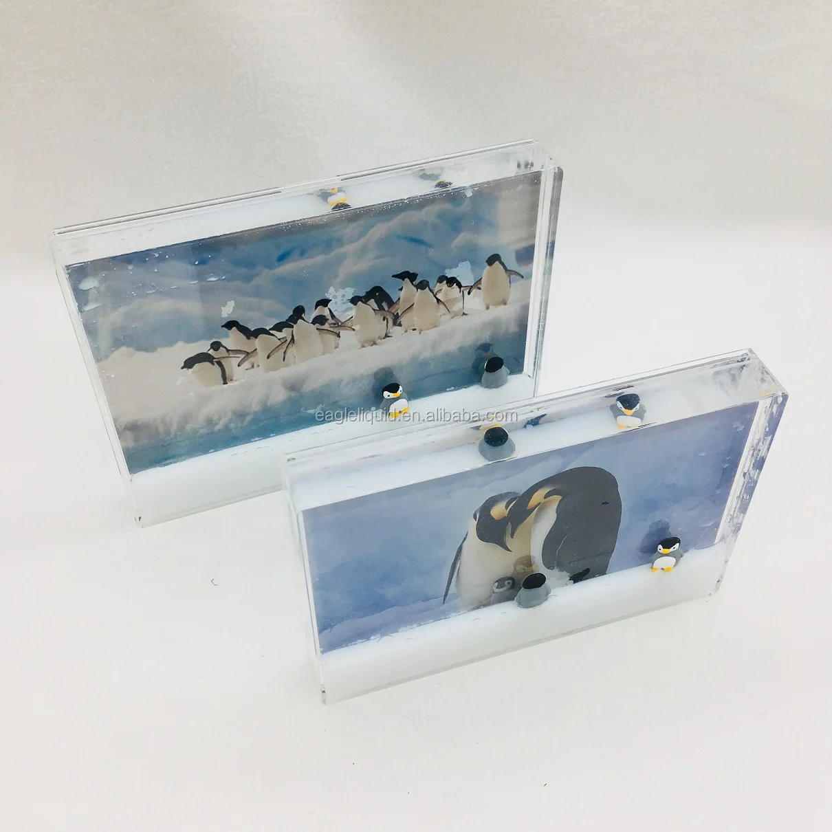 White water oil floating penguin floater plastic photo frame