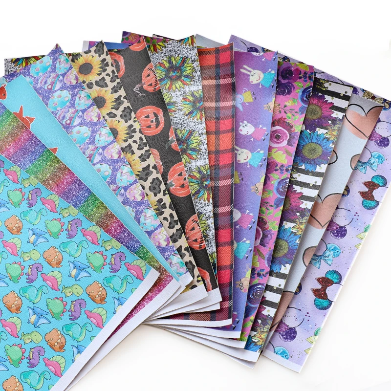 
Low MOQ heavyweight waterproof custom vinyl printed faux leather for hairbows 