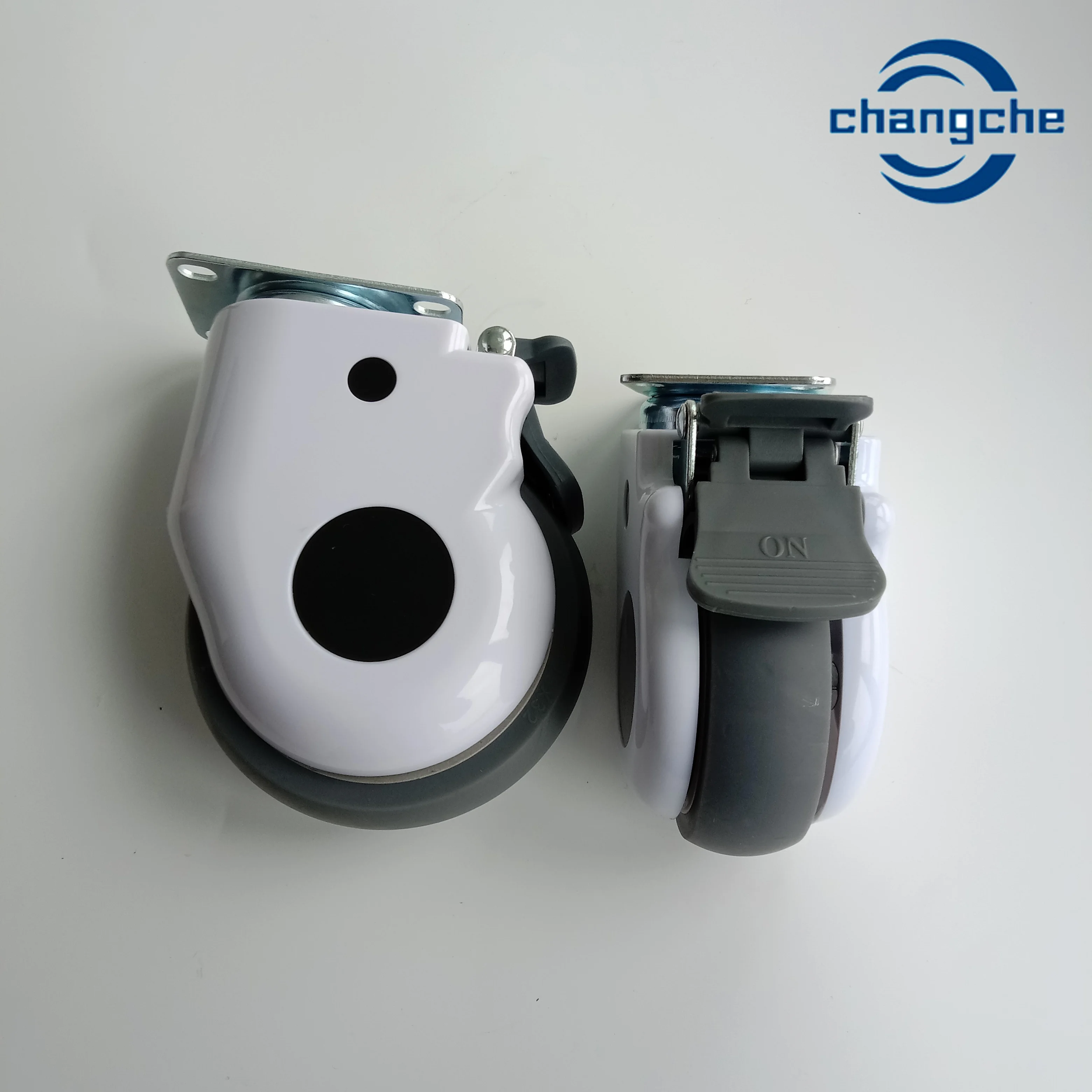 3/4/5 Inch Silent White PVC Medical Wheel Fixed Swivel Brake
