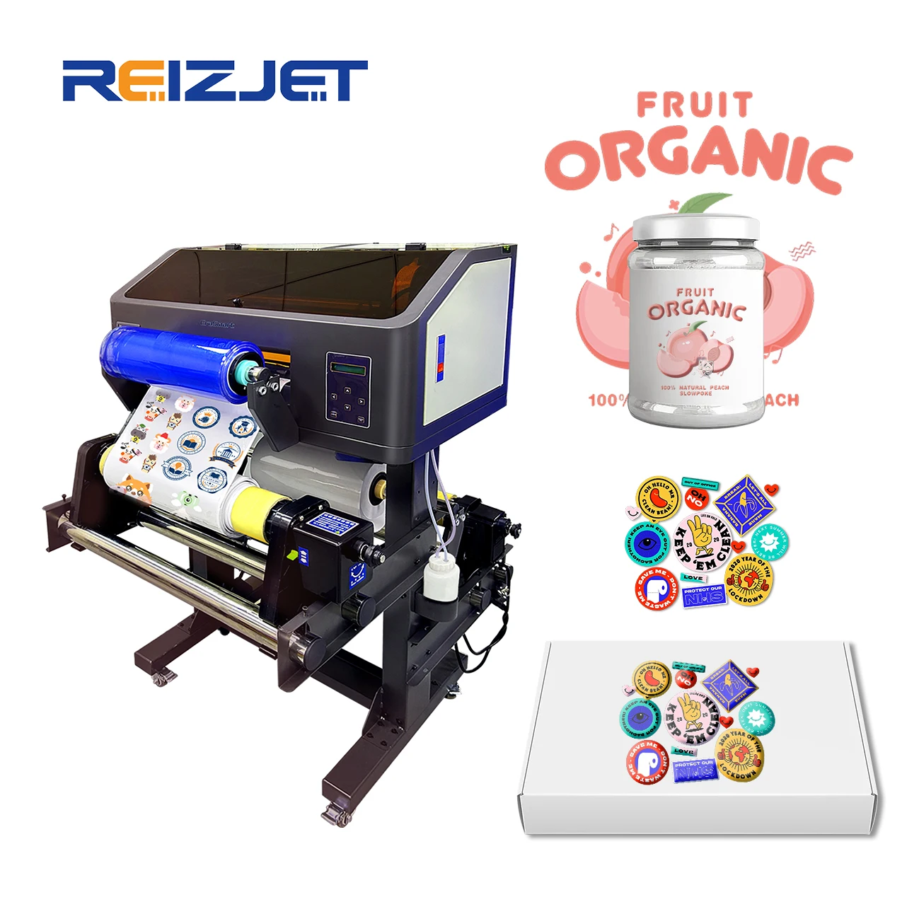 Reizjet Dual XP600 Roll to Roll Sticker  Label Printing Machine Printer  A3 UV DTF Printer With Laminator