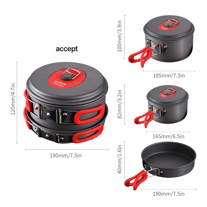 Alocs CW-C30 bestseller amazon survival gear outdoor set of cooking pots camping hiking fishing